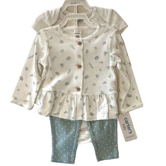Nwt Carter’s 3pc Wildflower Cardigan Set 6mo - Picture 1 of 5